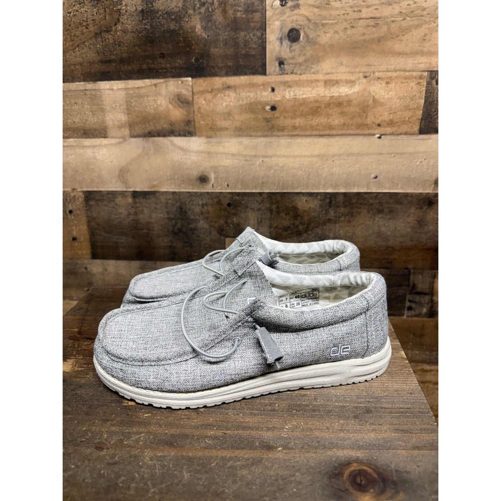 Hey Dude Wally Linen Iron Grey Slip On Loafers Mens Size 7 110793901